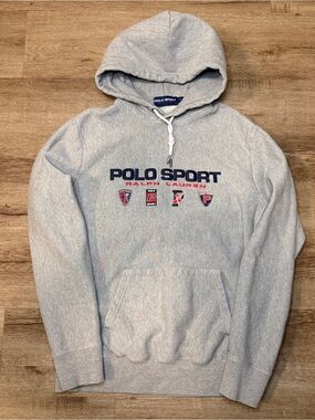 Polo Ralph Lauren Sport Hoodie Sweatshirt P Wing Crest Shield Logos Medium Mens